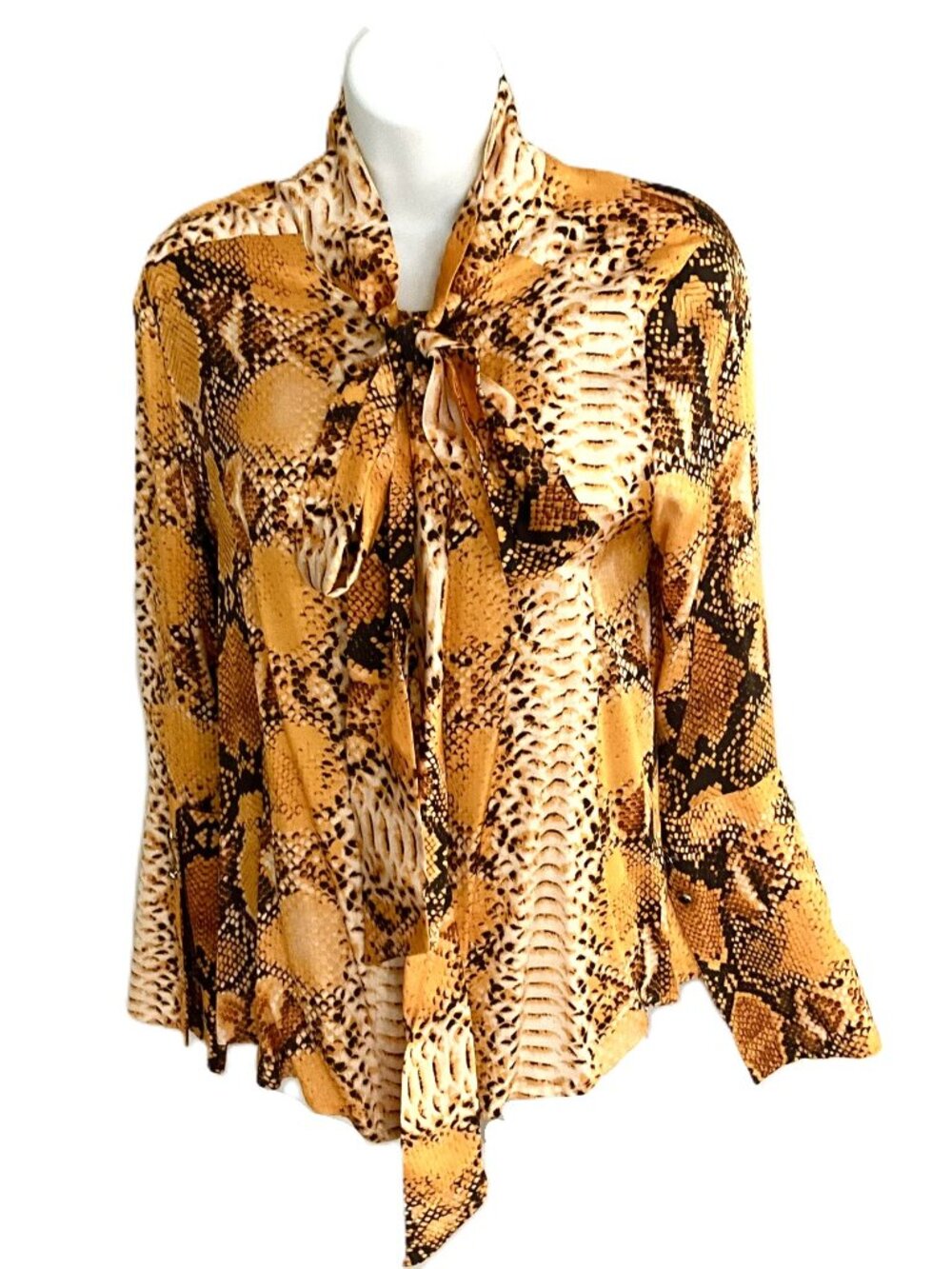 Dimora Snake Print  Bow Blouse Silk Feel Size 42 Made in Italy